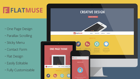 FlatMuse - One Page Paralax Muse Template