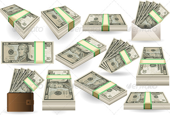 Set of Ten Dollars Banknotes Set of Ten Dollars Banknotes