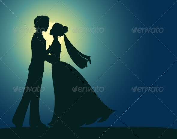 Silhouettes of Bride and Groom Silhouettes of Bride and Groom