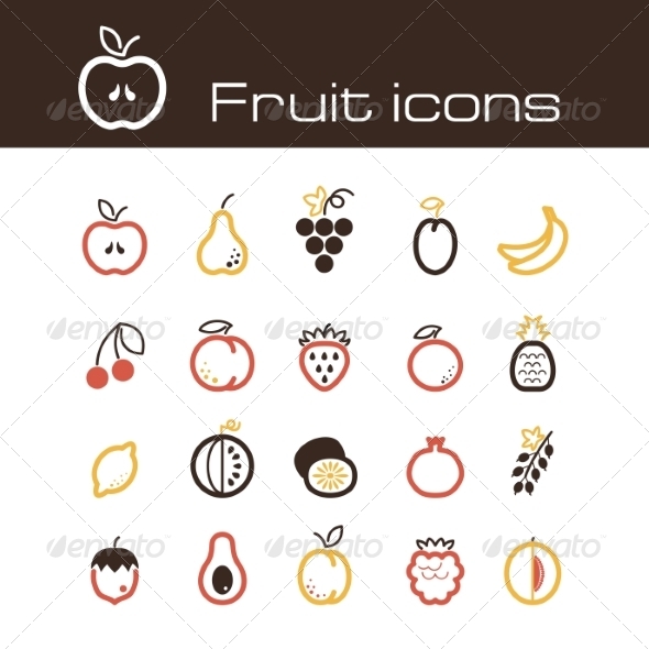 Icons Set Fruits Icons Set Fruits