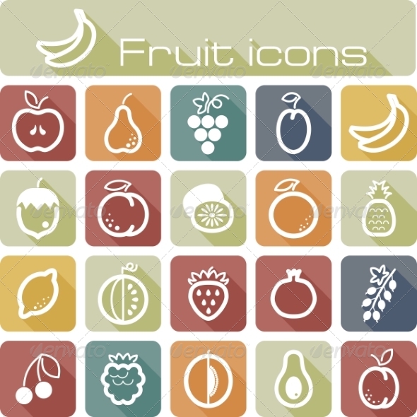 Icons Set Fruits Icons Set Fruits