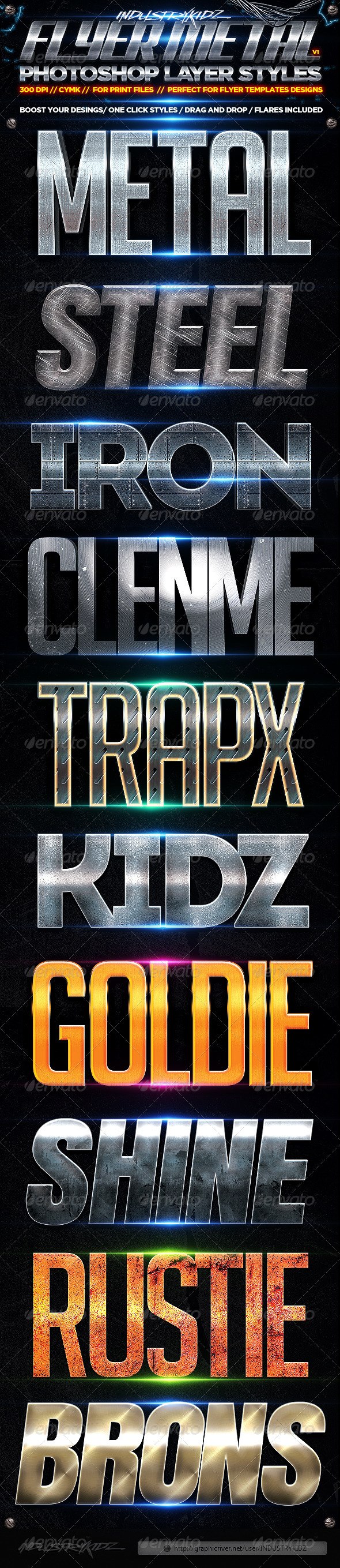 Flyer Photoshop Layer Styles / Metal CYMK - Styles Photoshop