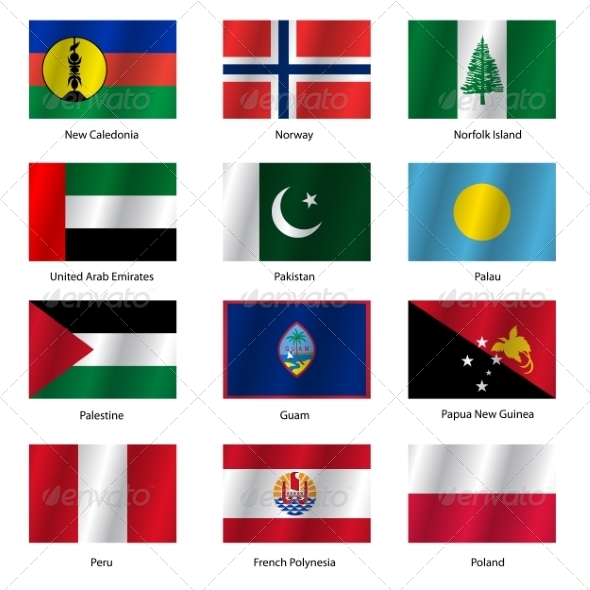 Set Flags of World Sovereign States - Vector Illustration