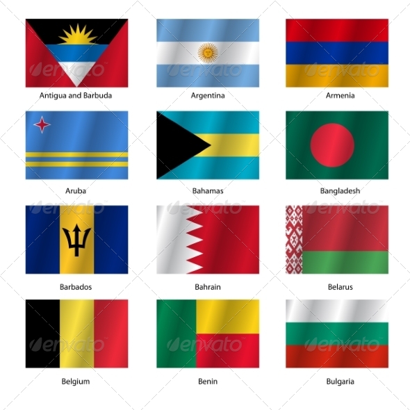 Set Flags of World Sovereign States - Vector Illustration