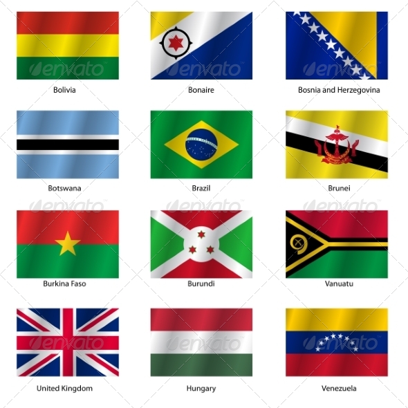 Set Flags of World Sovereign States - Vector Illustration