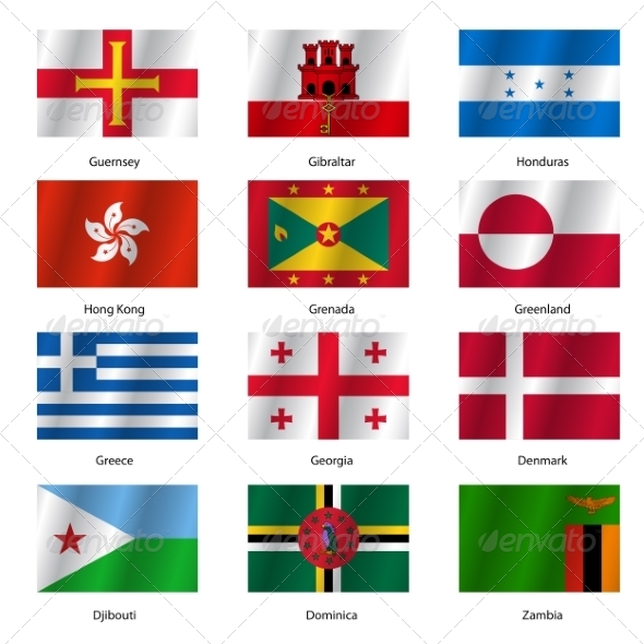 Set Flags of World Sovereign States - Vector Illustration