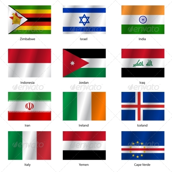 Set Flags of World Sovereign States - Vector Illustration