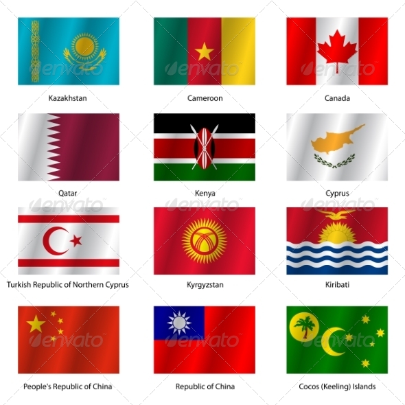 Set Flags of World Sovereign States - Vector Illustration