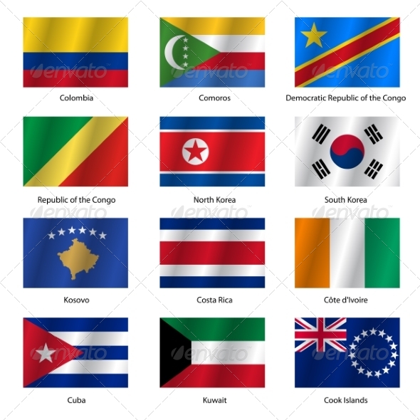 Set Flags of World Sovereign States - Vector Illustration