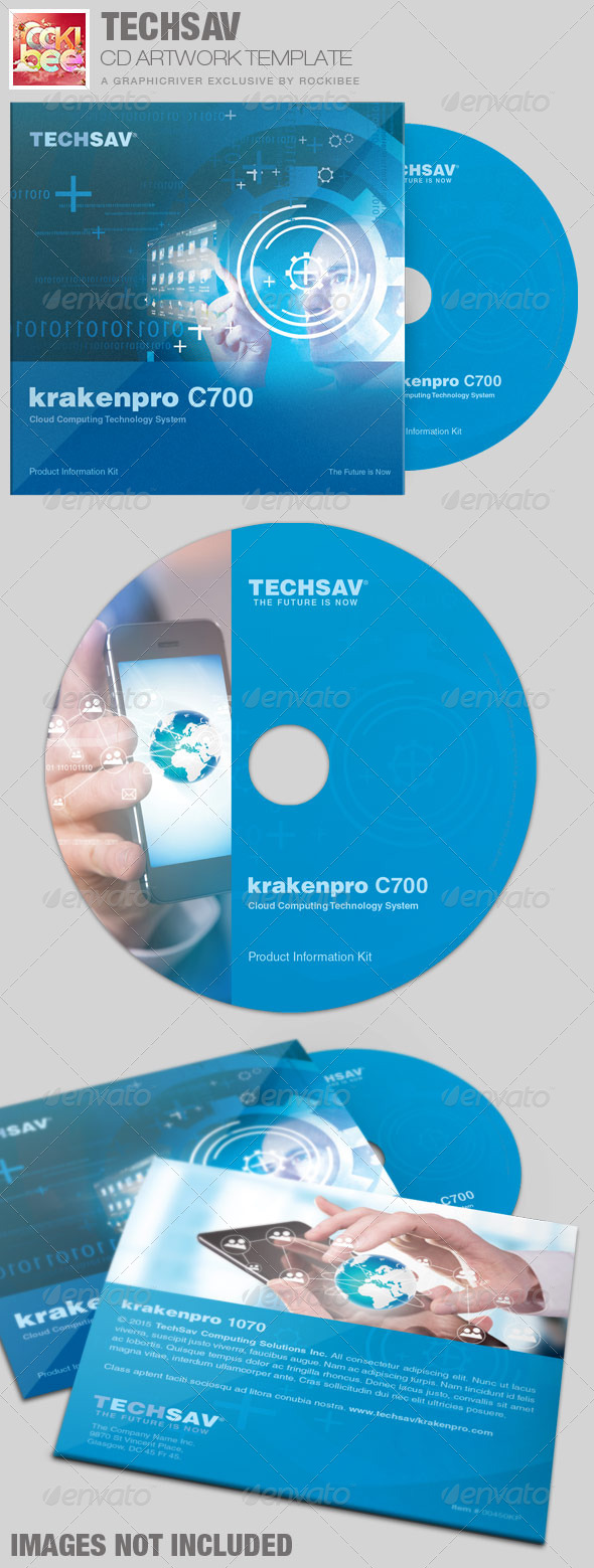 Techsav Corporate CD Artwork Template - CD & DVD artwork Print Templates