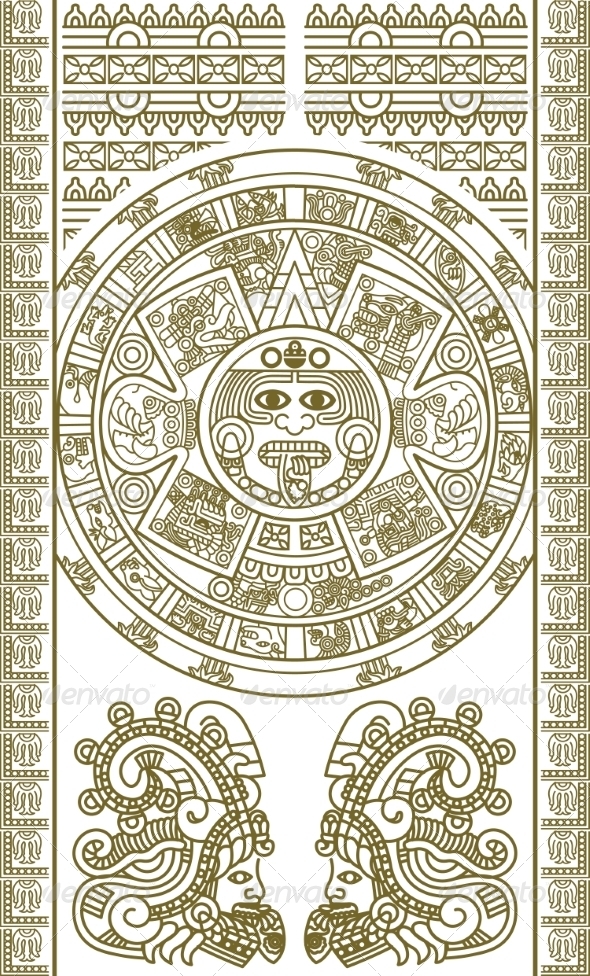 Stylized Aztec Calendar