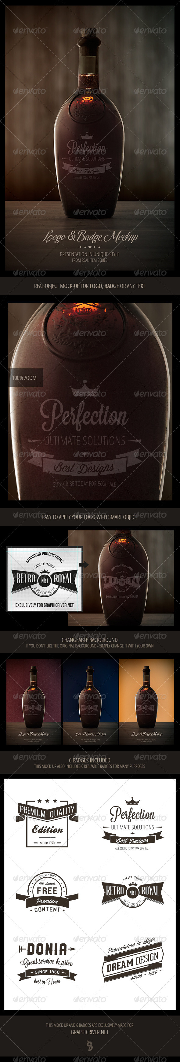 Logo Mock-Up + 6 Retro Badges - Logo Product Mock-Ups