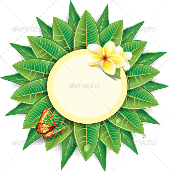 Round Frame Made from Leaves Round Frame Made from Leaves