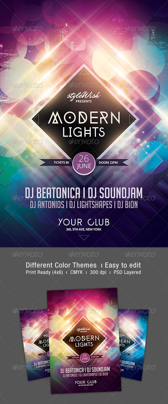 Modern Lights Flyer - Clubs & Parties Events