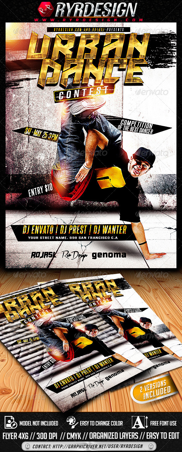 Urban Dance Contest Flyer PSD - Clubs & Parties Events