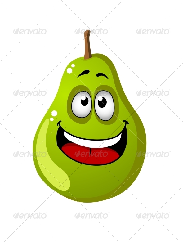 Green Cartoon Pear Fruit