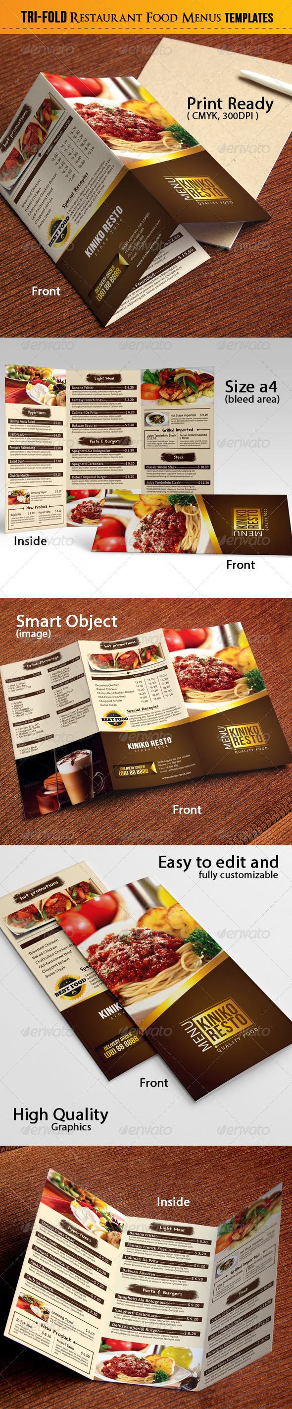 Tri-Fold Food Menu Tri-Fold Food Menu