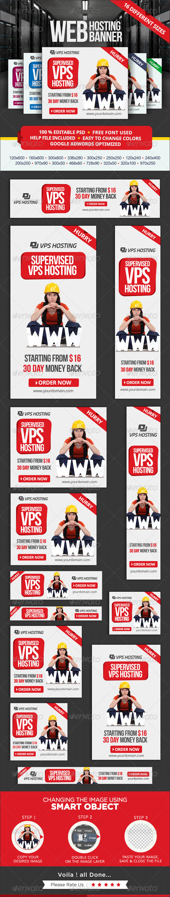 Web Hosting Banner set Web Hosting Banner set
