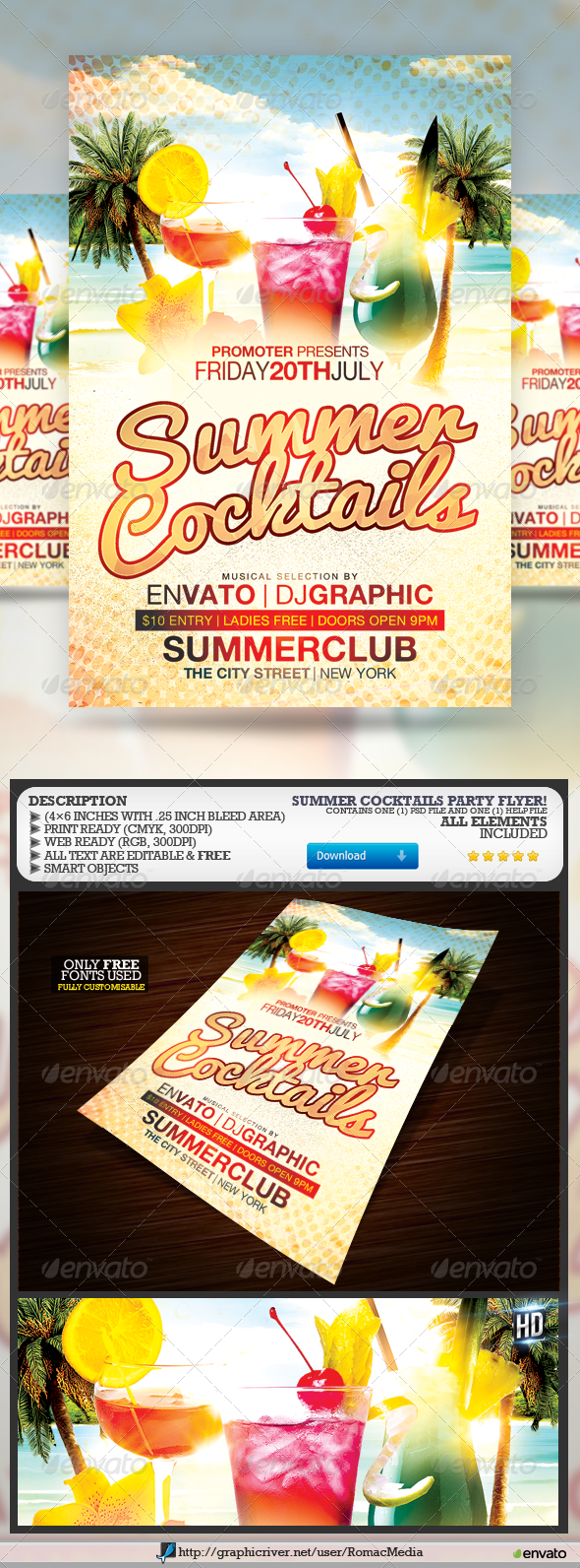 Summer Cocktails Flyer