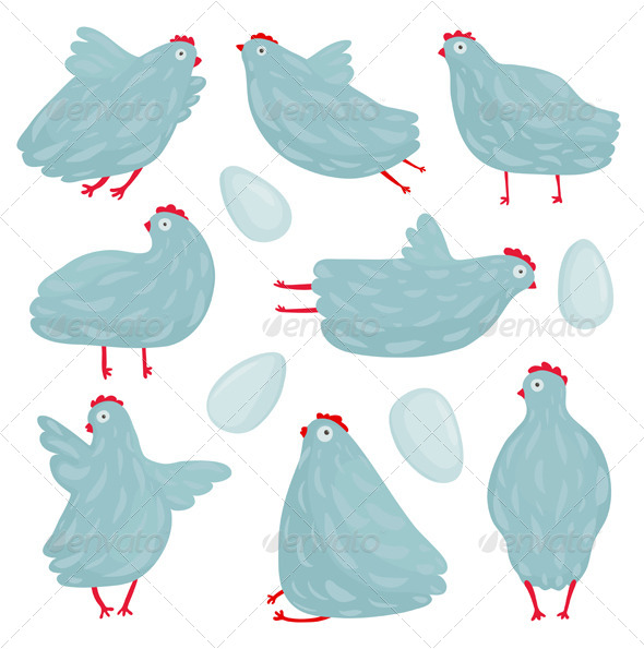 Funny Hen Poses and Eggs Collection Funny Hen Poses and Eggs Collection