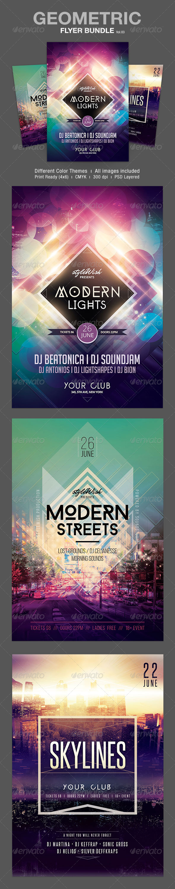 Geometric Flyer Bundle Vol.03 - Clubs & Parties Events