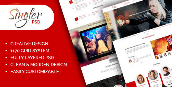 Singler One Page Portfolio PSD Template