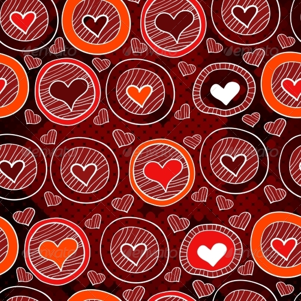 Red Pattern with Hearts in the Circles Red Pattern with Hearts in the Circles