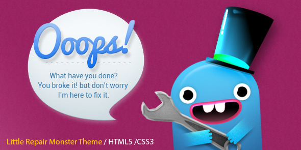 Little Repair Monster - Responsive 404 Template