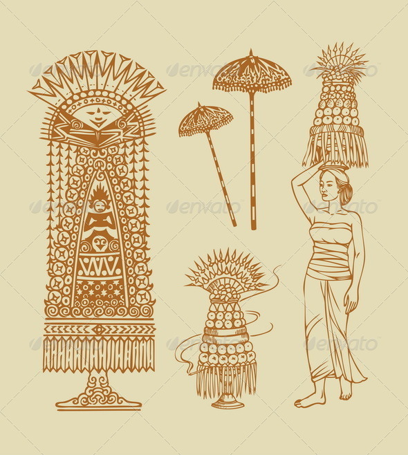 Hinduism Balinese Element Sketches - Man-made objects Objects