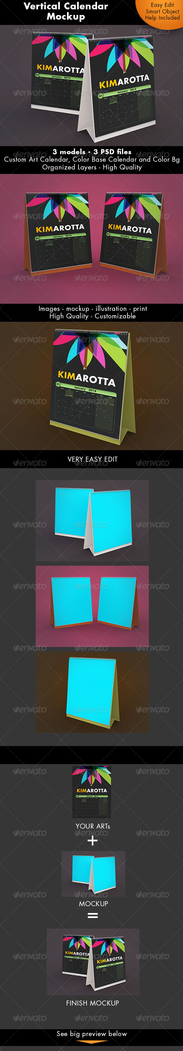 Vertical Calendar Desk Mockup