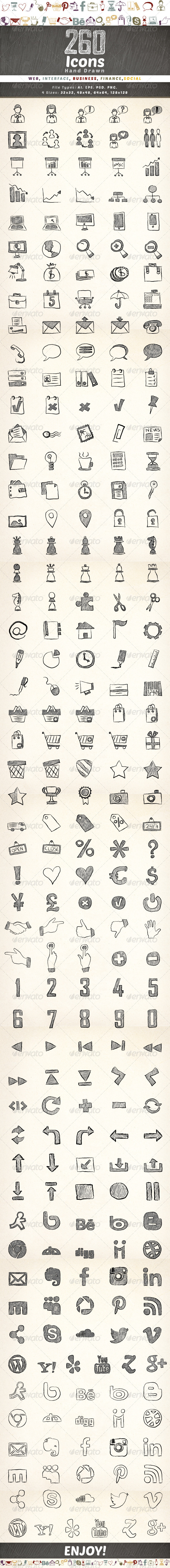 260 Hand Drawn Icons 260 Hand Drawn Icons