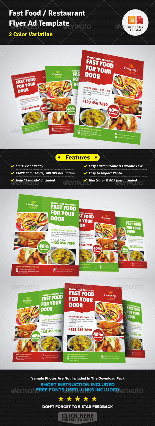 Fast Food / Restaurant Flyer Ad Template