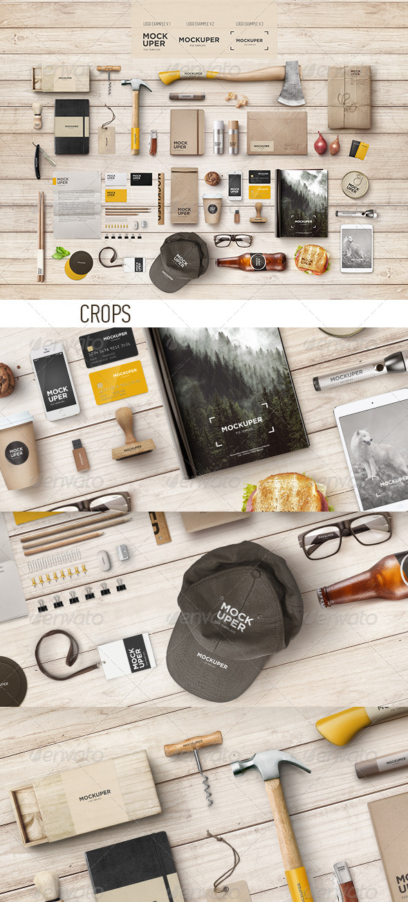 Brutal Wood Branding Mock-Up PSD Brutal Wood Branding Mock-Up PSD