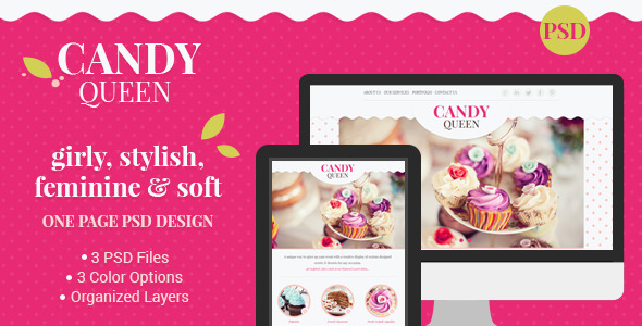 Candy Queen - Beautiful, Clean One Page Portfolio