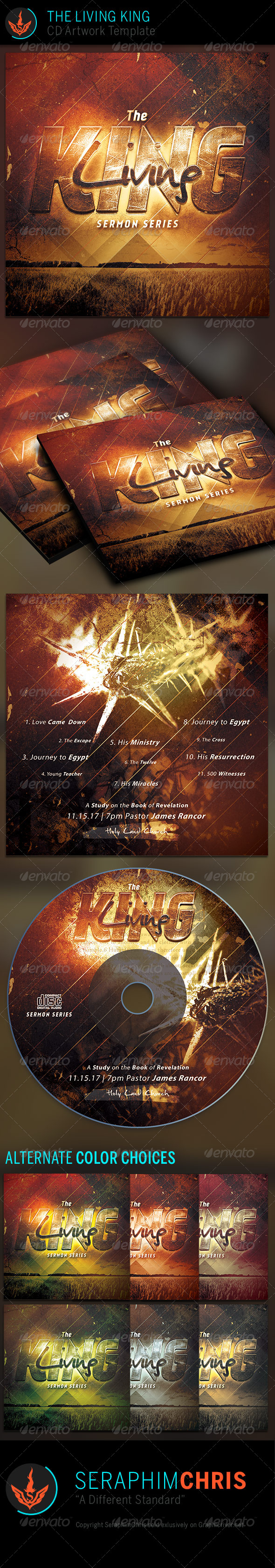The Living King: CD Artwork Template - CD & DVD artwork Print Templates