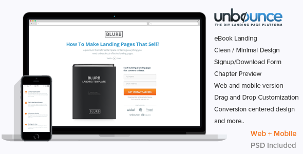 Blurb Unbounce ebook Landing Template