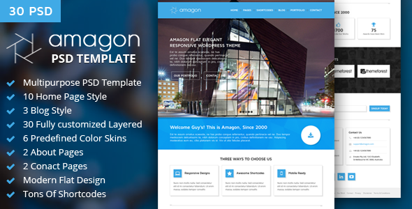 Amagon : Flat Multipurpose PSD Template