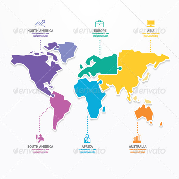 GraphicRiver World Map Infographic Template Jigsaw Concept 7392502 GraphicRiver World Map Infographic Template Jigsaw Concept 7392502