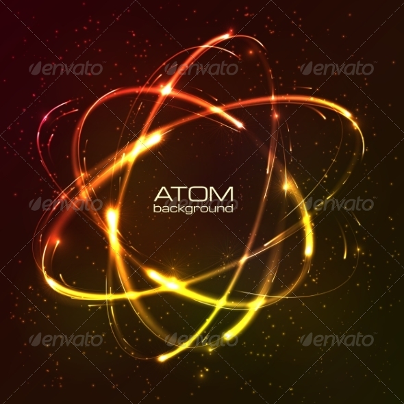 Vector Shining Neon Lights Atom Model Vector Shining Neon Lights Atom Model