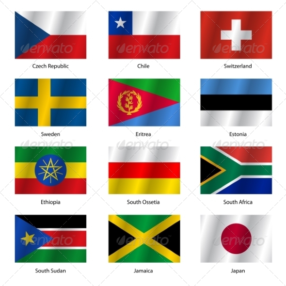 Set  Flags of World Sovereign States - Vector