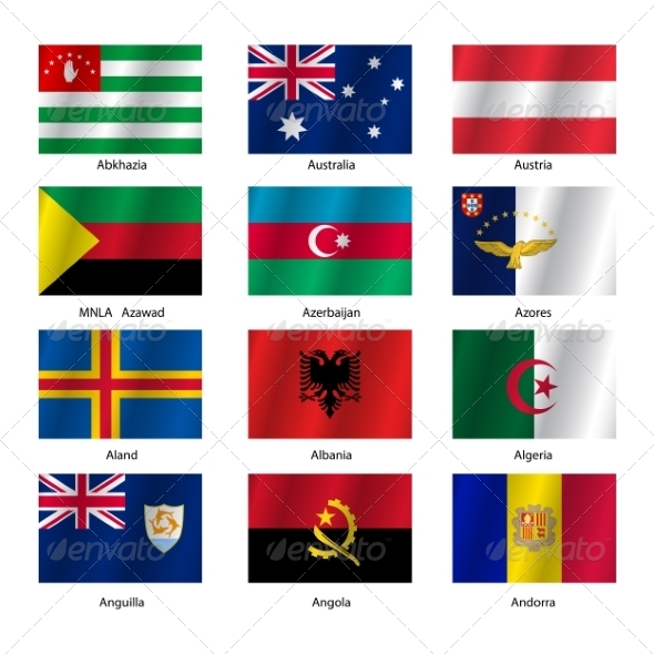 Set Flags of World Sovereign States - Vector Illustration