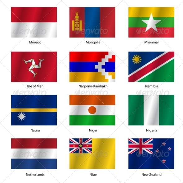 Set Flags of World Sovereign States - Vector Illustration