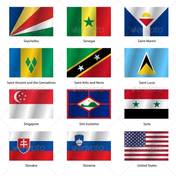 Set Flags of World Sovereign States - Vector Illustration