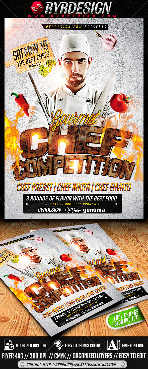 Chef Food Contest Flyer PSD - Events Flyers