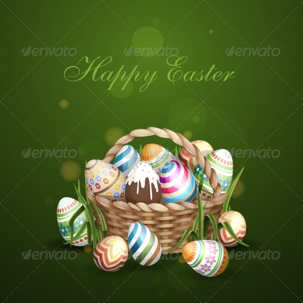 Easter Background with a Basket Easter Background with a Basket