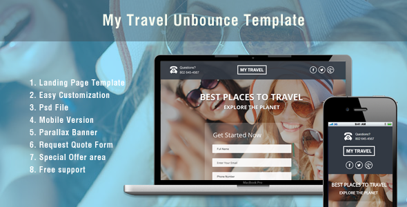 Unbounce Landing Page Template for Travel