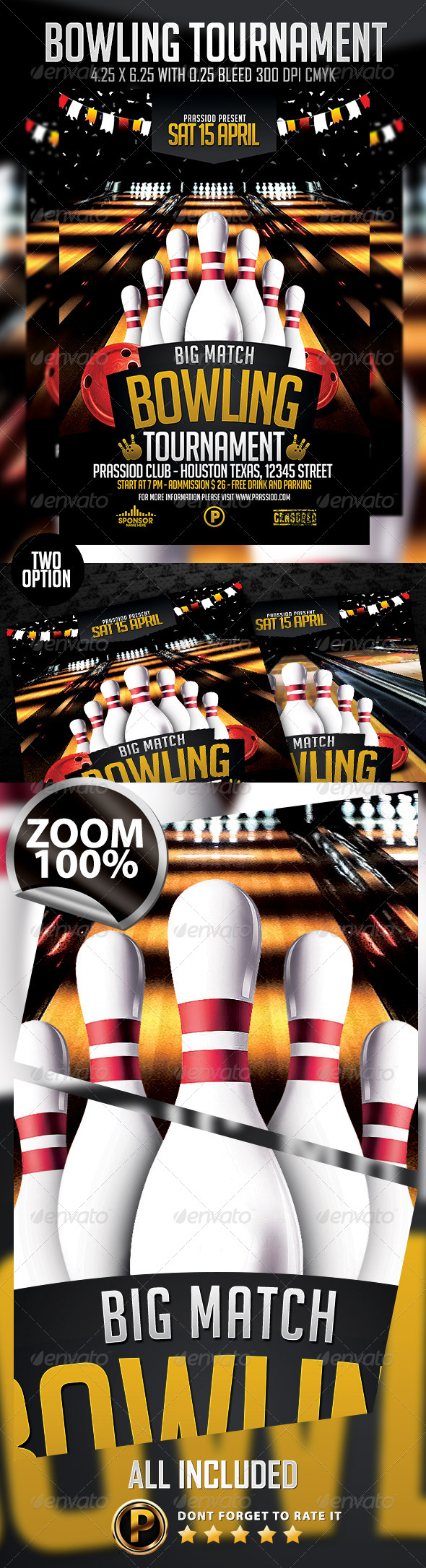 Bowling Tournament Flyer Template - Events Flyers