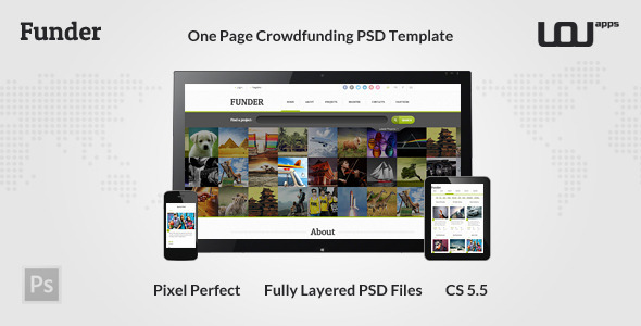 FUNDER - One Page Crowdfunding PSD Template