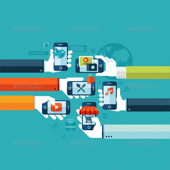 Flat Design Concept for Smartphone Services Flat Design Concept for Smartphone Services