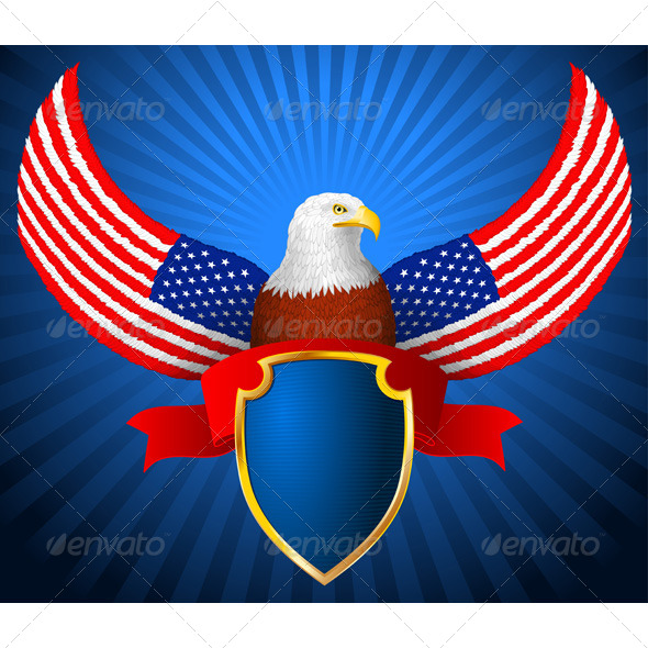 American Eagle Flag Wing Shield Ribbon American Eagle Flag Wing Shield Ribbon